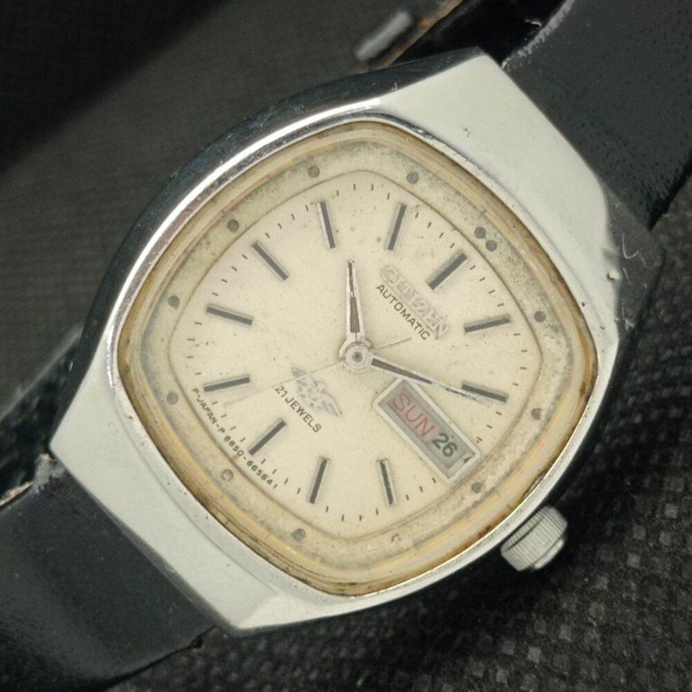Vintage 1972 Citizen Automatic Womans Silver Watch W/daydate & Patina accents